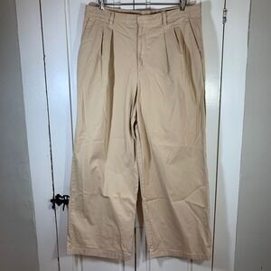 Gap Womens HR Pleated Wide Leg Khaki Pants Sand Tan Size 18 Neutral Fall 2022